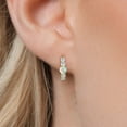 thumbnail image 3 of Gem Stone King 10K Yellow Gold Simulated White Opal and White Topaz Hoop Earrings for Women | 1.18 Cttw | Gemstone October Birthstone | Round Cabochon 4MM, 3 of 6