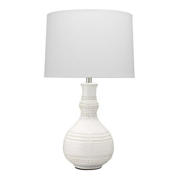 Eden Home 28" Coastal Ceramic Table Lamp with Raised Knobs in White