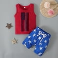 thumbnail image 2 of Fesfesfes Toddler Baby Boys Fashion Independence Day Star Stripe Print Vest Top Shorts Suit, 2 of 8