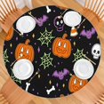 thumbnail image 2 of Happy Halloween Round Tablecloth with Elastic Edge Wrinkle Resistant Washable Evil Pumpkin Ghost Table Covers Tablecloth for Party Picnic Dinner Decor (52in), 2 of 7