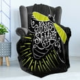 thumbnail image 4 of Firefly Soft Flannel Fleece Throw Blanket, Beetle with Keep Calligraphy on the Wings Motivation Art, Cozy Plush for Indoor and Outdoor Use, 60" x 80", Blue Grey Yellow Green, by Ambesonne, 4 of 5