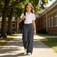 thumbnail image 6 of RUTAYY Girls Sweatpants Drawstring Elastic Waist Loose Fit Wide Leg Kid Trousers Everyday Casual Wear Grey, 6 of 7