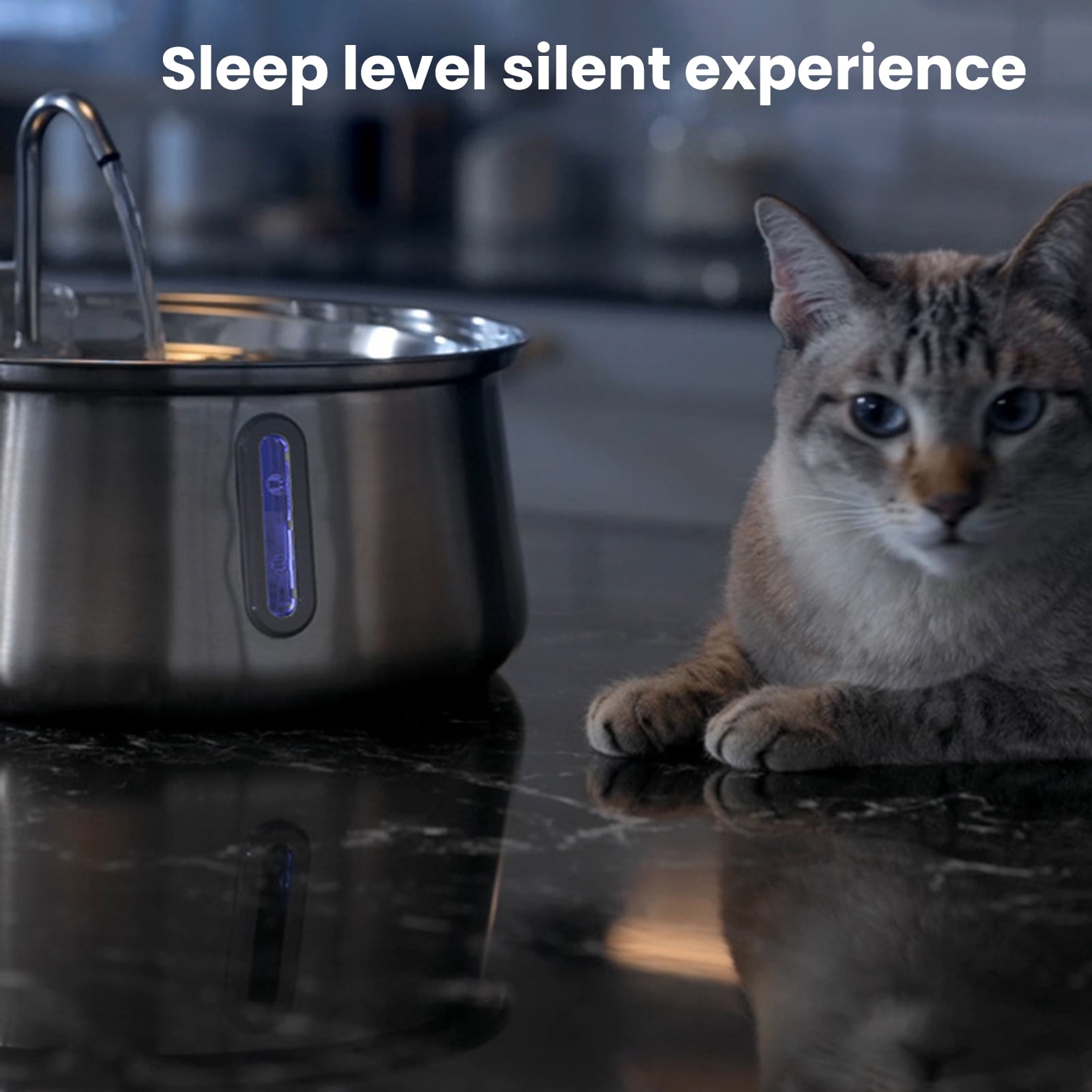 YIFAEUX Cat Water Fountain Stainless Steel Automatic Water Fountain with Multiple Filtration 4L/135oz Quiet Dog Fountain with Water Level Window for Multiple Pet Family