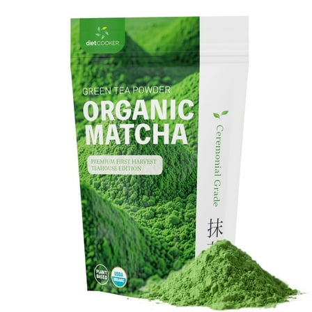 DIET COOKER Organic Ceremonial Grade Matcha Powder, 50g Premium First Harvest Green Tea Powder Vegan, Gluten-Free, Sugar-Free with No Additives