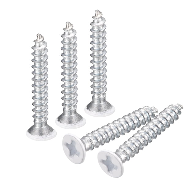 Tornillos blancos ST3x20mm, tornillos autorroscantes, paquete de 50, tornillos de cabeza plana Phillips para trabajos en madera