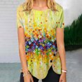 thumbnail image 1 of ICHUANYI Clearance Womens Tops Irregular Hem Summer Printing Tees Tops Spring Crewneck Short Sleeve Casual Blouses(Yellow, XXL) ICHUANYI WER2023080809720, 1 of 5