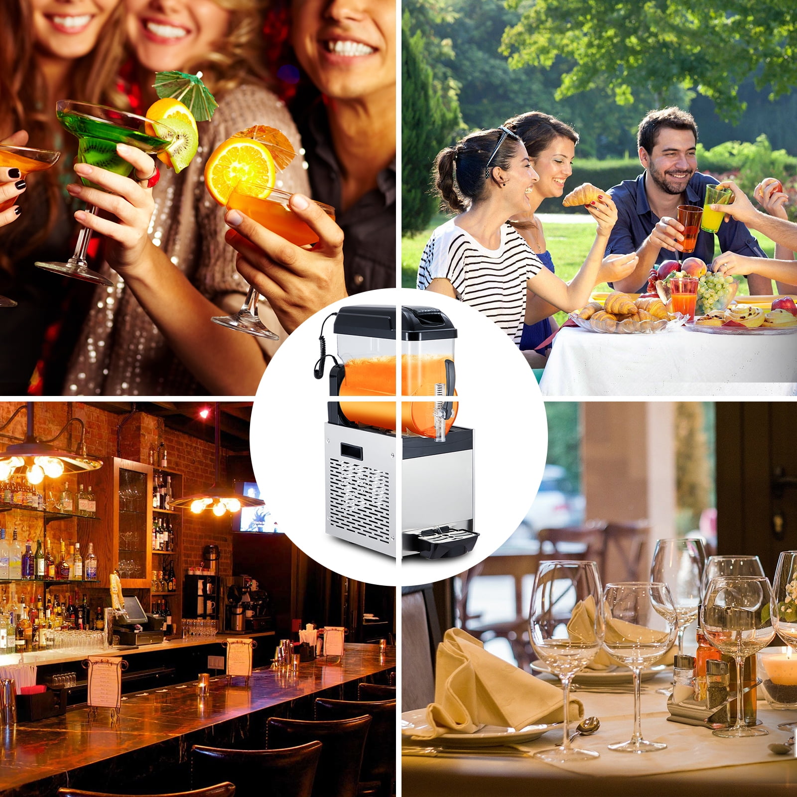 Commercial Slushie Machine, 500W Frozen Drink & Margarita Maker, Single Tank Slushy Machine for Bar, Cafe, ICE 12L/15L