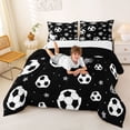 thumbnail image 3 of Erosebridal Ball Games Full Size Comforter Sets,Kids Cartoon Football Pattern Bedding Sets For Soccer Boys,Reversible Black 3-Piece, 3 of 7