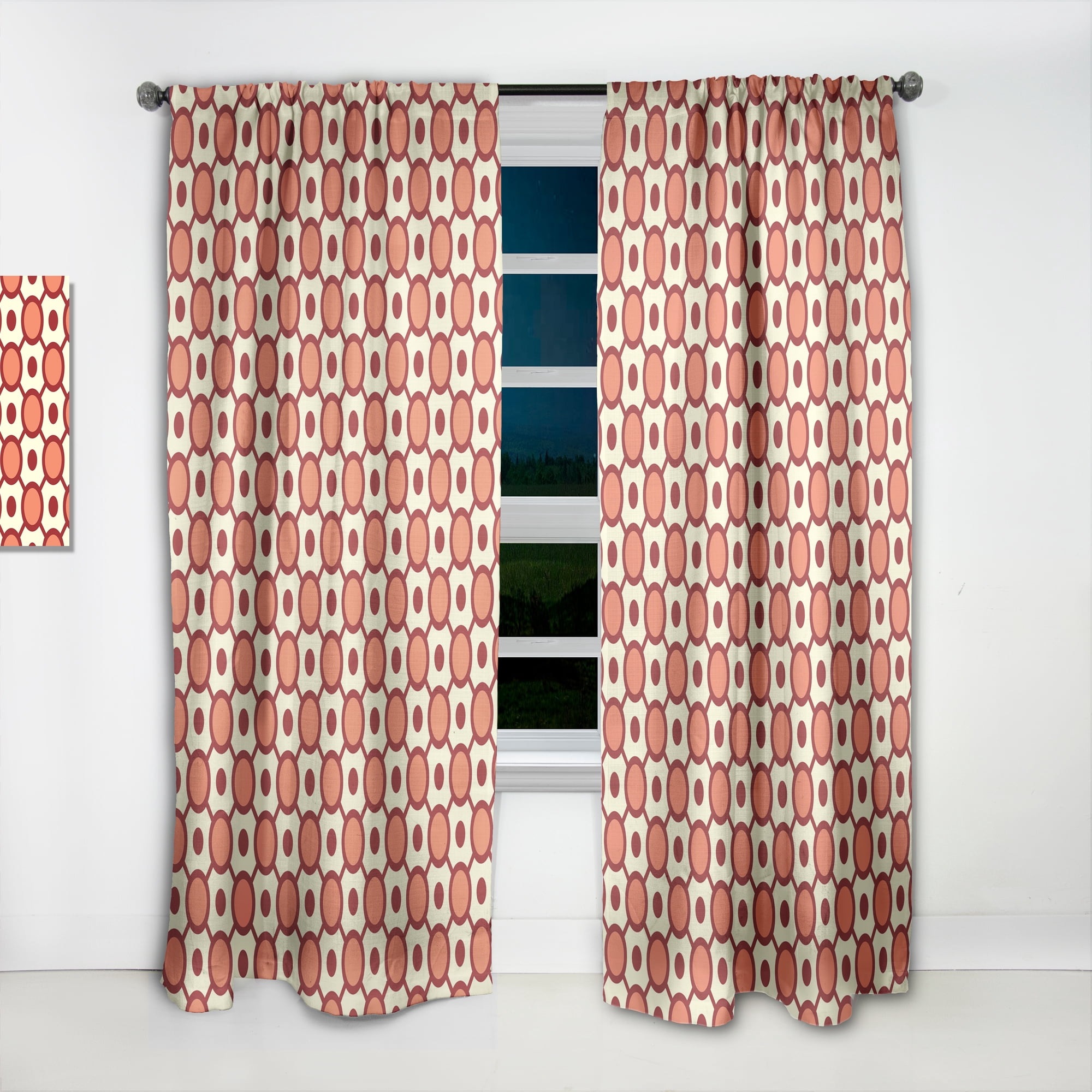 Designart 'Abstract Geometrical Retro Design I' Mid-Century Modern Curtain Panel