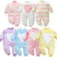 thumbnail image 5 of Utoimkio Newborn Infant Baby Romper Boy Girl Long Sleeve Heart Print One Piece Jumpsuit Winter Fleece Warm Outwear Clothes Pajamas Outfits for Kids 3-18M, 5 of 5