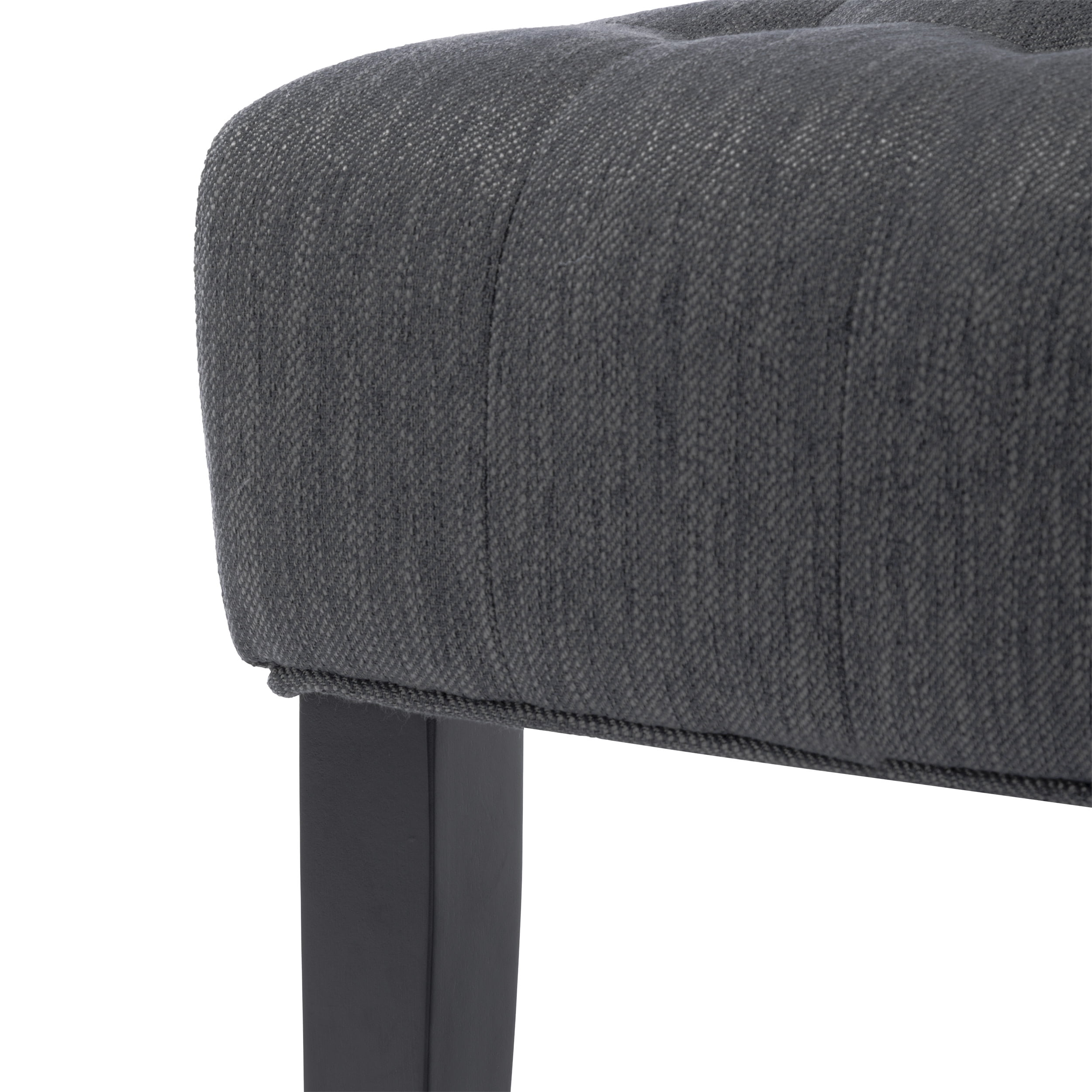 Noble House Loverin Fabric Tufted Slipper Chairs, Set of 2, Charcoal and Matte Black
