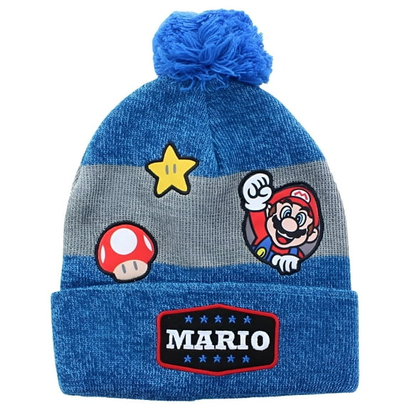 Super Mario Youth Knit Beanie with Patches