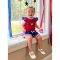 thumbnail image 5 of BemeyourBBs Toddler Baby Girl 4th of July Outfit Patriot Independent Day Summer Clothes I Love USA Letter Embroidery Fly Sleeves Shirt Tops Star-Stripe Ruffled Shorts Set Baby Fourth of July Outfit, 5 of 9