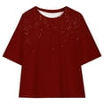 thumbnail image 3 of Jinhomg Girls Short Sleeve T Shirts Kids Summer Oversized Tops Lightweight Casual Crewneck Basic Tees Wine 8 Years, 3 of 9
