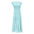 thumbnail image 7 of XUNKUSGA Summer Dresses for Women 2025 Ruffle Tiered Midi Dresses A Line Smocked Sundress Crew Neck Boho Dresses Spring Going Out S-XXL, 7 of 7