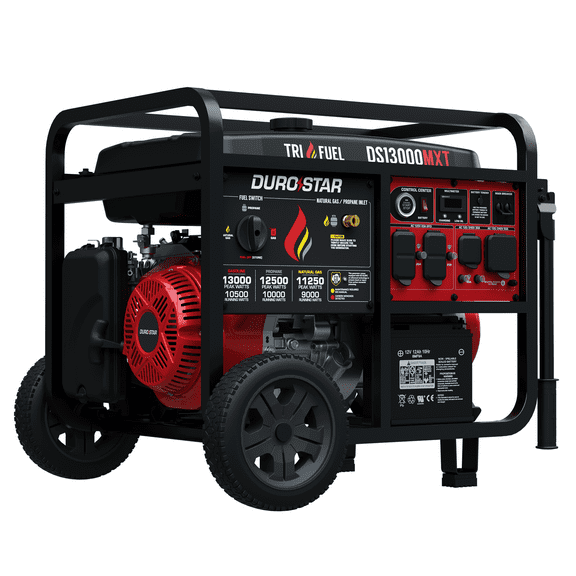 DuroStar DS13000MXT 13,000W/10,500W 500cc Electric Start Tri Fuel Portable Generator w/ CO Alert
