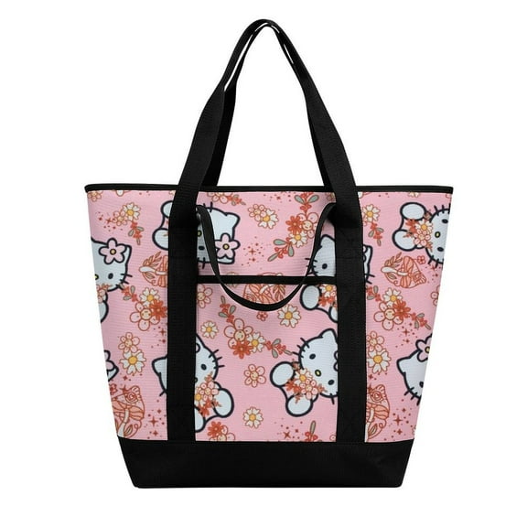 Hello Kitty Insulated Shopping Bag Foldable Thermal Tote Bag Multi-Purpose Cooler Bag for Market, Beach & Camping
