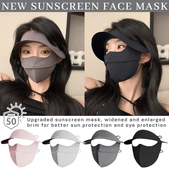 Minjewel Women Face Cover Mask Sun Protection - Breathable, Lightweight, Adjustable Full Face Cover, Perfect for Outdoor Activities, Hiking, Gardening,Black