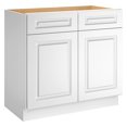 thumbnail image 1 of LOVMOR 36" Bathroom Vanity, Kitchen Base Cabinet, Single Sink Storage Unit, Pedestal Sink Storage Cabinet, Large Capacity for Laundry Room, Kitchen, Shower Room & Utility Room, White, 1 of 4
