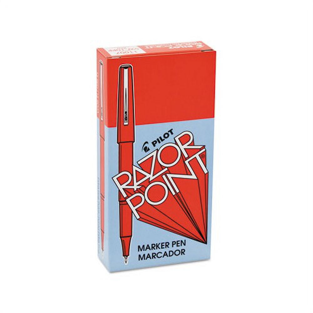 Razor Point Stick Porous Point Marker Pen 0.3mm, Red Ink/Barrel, Dozen