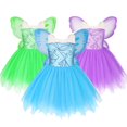 thumbnail image 2 of Disfraz de hada Pixie para niñas, princesa Disney Tinker Bell, vestido azul y morado con alas, vestidos de fiesta de cumpleaños, 2023, 2 of 5
