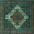 thumbnail image 1 of Ahgly Company Machine Washable Indoor Square Persian Turquoise Blue Traditional Area Rugs, 8' Square, 1 of 4
