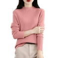 thumbnail image 4 of Women's Ribbed Knit Turtleneck Sweater 2025, Fall Winter Slim Fit Long Sleeve Pullover Top, Stretchy Comfortable Basic Layering Piece for Daily Wear, Office, Dating and Vacation Outfits Pink L, 4 of 5
