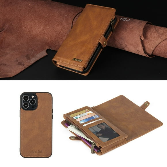 iPhone 13 Series Phone Case Wallet with Card Holder PU Leather Flip Cover Phone Cover Detachable 2 in 1 Slim Wallet Phone Case