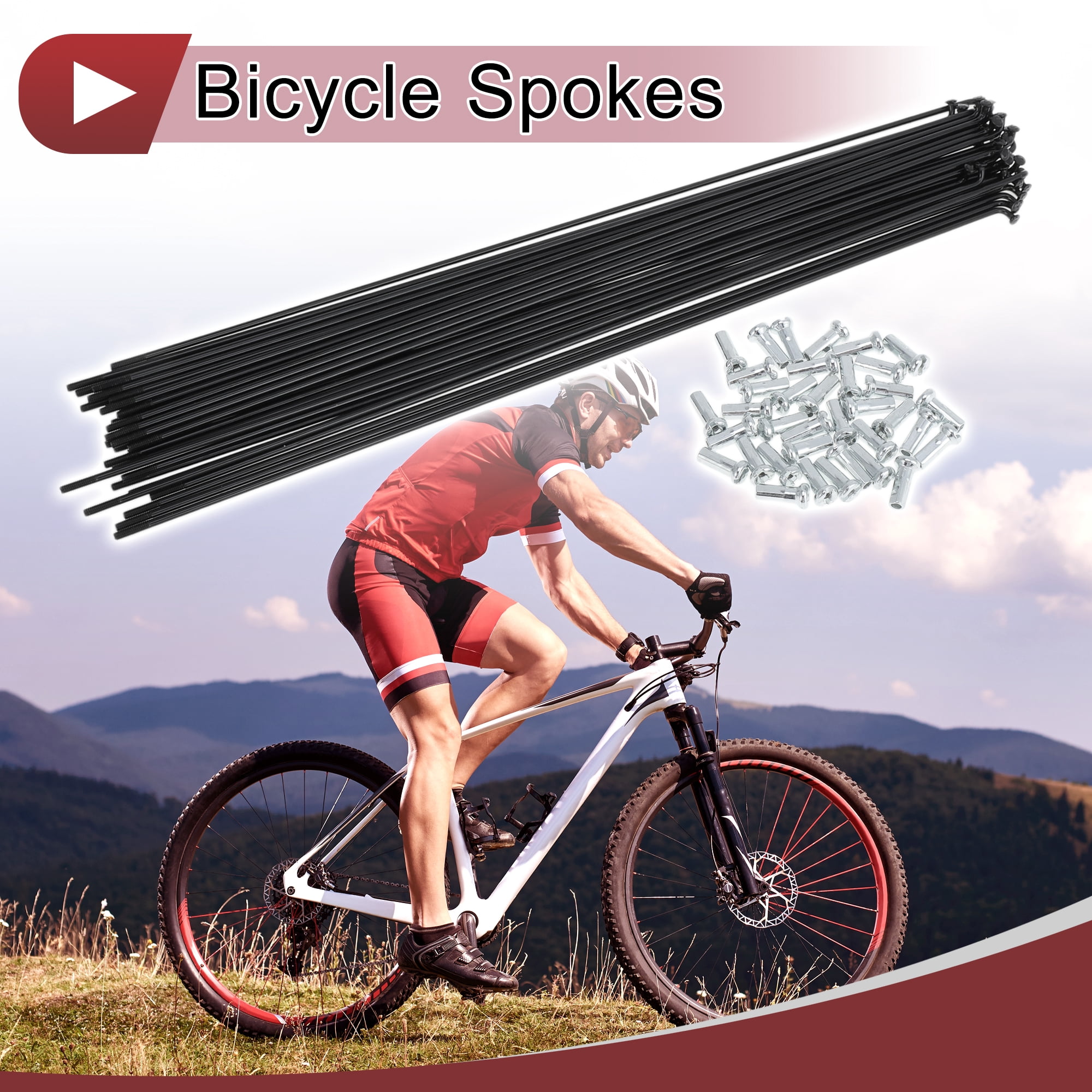 Unique Bargains 36Pcs 14G Bicycle Spokes Bike Wheel Spokes Carbon Steel Black 10.75"