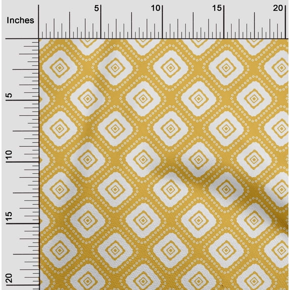 oneOone Cotton Cambric Yellow Fabric Geometric Bandhani Fabric For Sewing Printed Craft Fabric By The Yard 56 Inch Wide