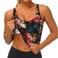 thumbnail image 3 of Fotbe Rose Flowers Sujetador Deportivo Largo sin Aros para Mujer con Almohadillas y Soporte Medio, Transpirable y Absorbente, Camiseta Tipo Chaleco o Tank Top-Large, 3 of 8