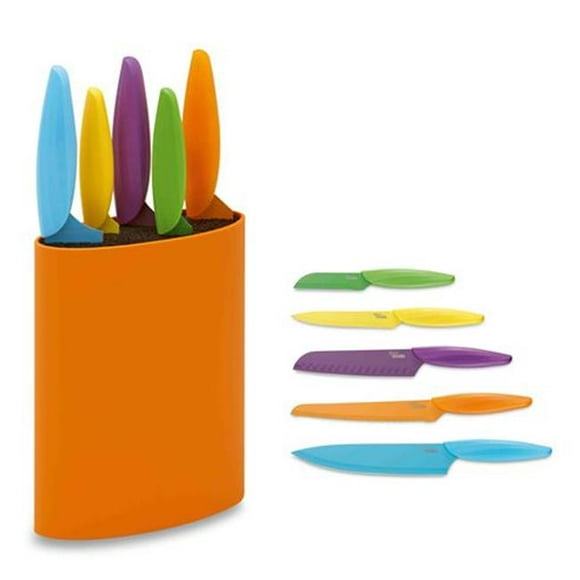 5 Colored Knives with Orange Oval Block