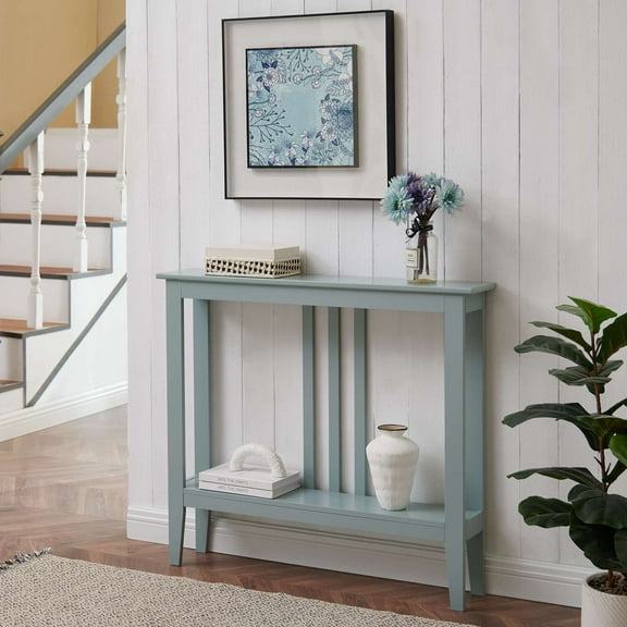 Room Designs Console Table Ice Blue Transitional Rectangular