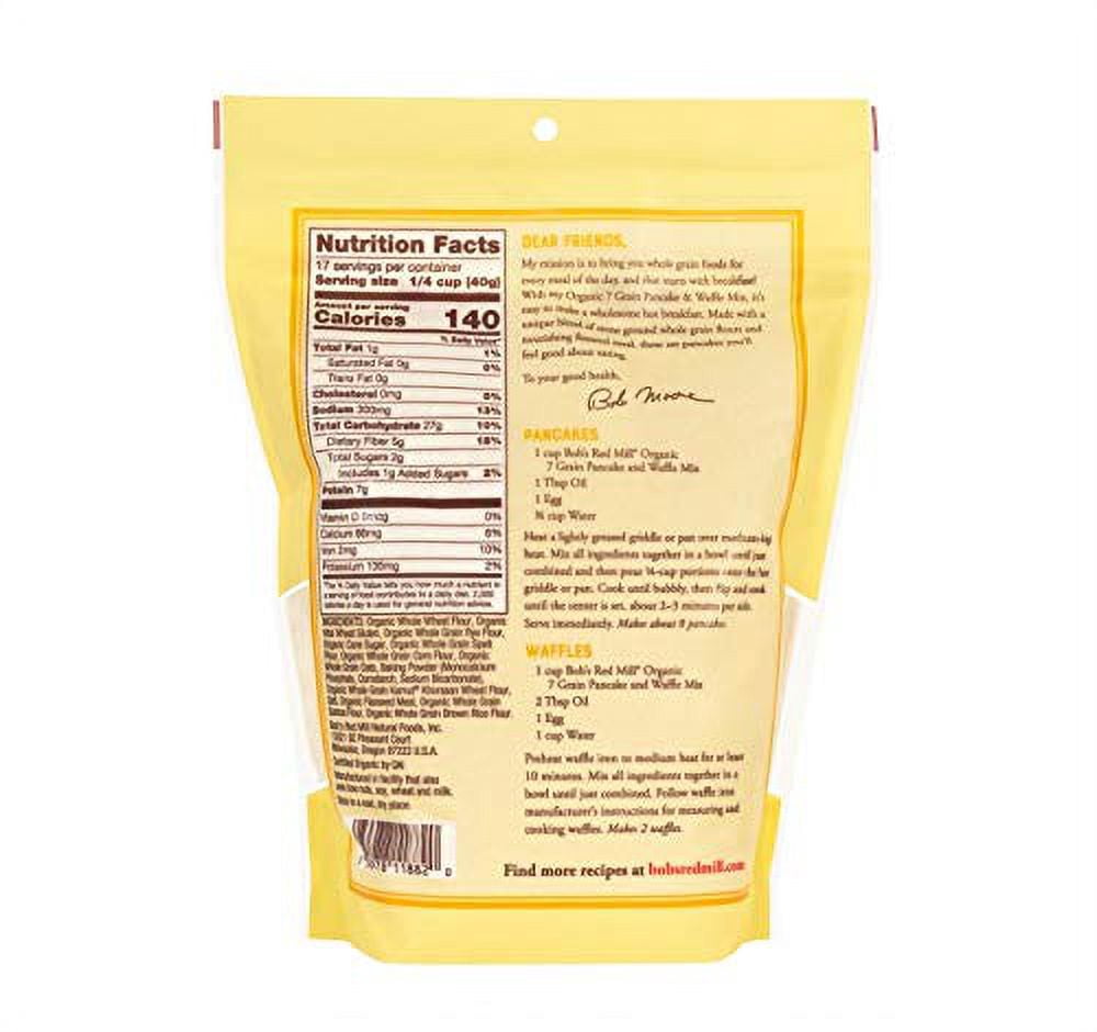 Bob's Red Mill Organic Whole Grain Pancake & Waffle Mix 24 oz (Pack of 2)