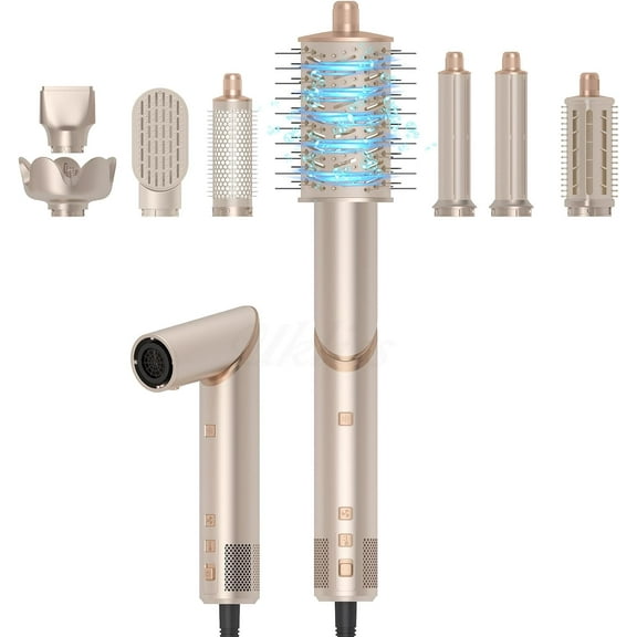 CNV 8 in 1 Hair Styler, 110,000 RPM High-Speed Negative Ionic Hair Dryer, Multi Hair Styler with Automatic Curling Iron, Volumizer & Straightener, Grey