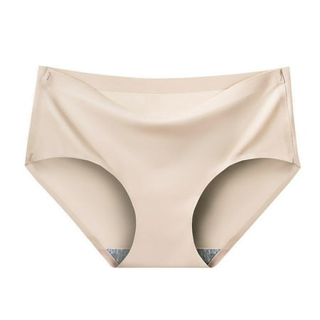 Ashirexll Panties for Women  Ice Silk Seamless Underwear for Women s Summer Thin Cotton Breathable and Sexy Girl Style Mid Waist Triangular Pant Head Beige XL