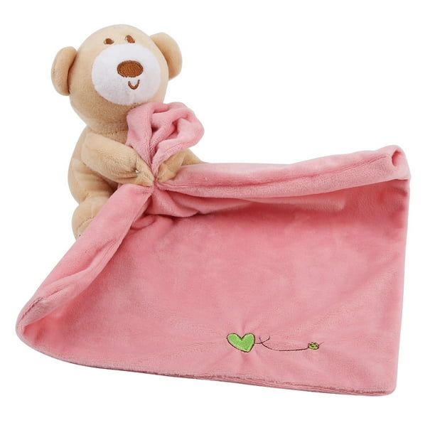 Walfront Lovely Bear Plush Soother Security Blanket Soft Baby Kids Toy Newborn Gift Plush Security Blanket Baby Security Blanket Pink