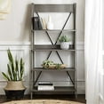 thumbnail image 2 of Walker Edison Frankie 68" Solid Wood Ladder Bookshelf - Grey, 2 of 4