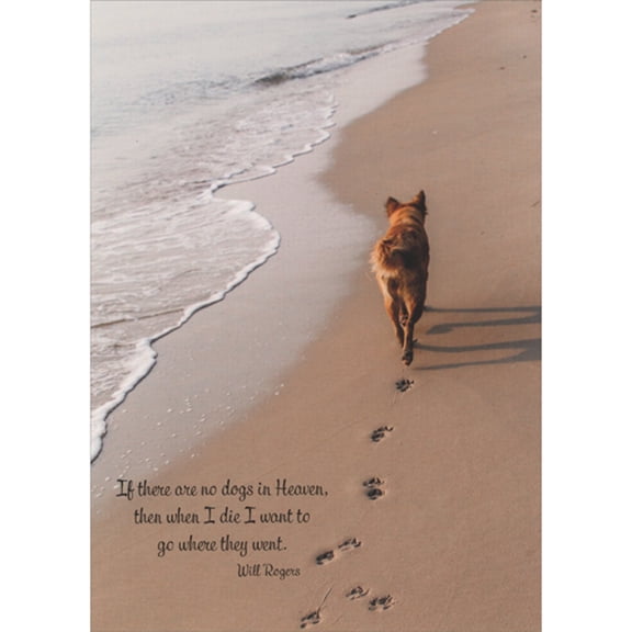 RSVP Dog Leaving Paw Marks on Beach: Will Rogers Quote Pet Sympathy Card for Dog