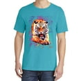 thumbnail image 2 of Wild Bobby, Tiger Growling Colorful Trippy, Animal Lover, Garment-Dyed Washed Look Short Sleeve T-Shirt, Blue Lagoon, Small, 2 of 3