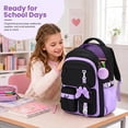 thumbnail image 2 of Girls Backpack for Grades 1-5, Lightweight Waterproof Bookbag with Reflective Straps, Kids School Bag with Coin Purse & Cute Pendant Middle School, 2 of 11
