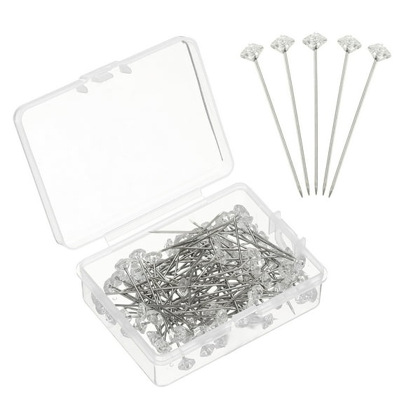 100pcs Bouquet Pins, 1.5 Inch Corsage Pins Flower Pins Straight Head Pins for Wedding Bouquet Sewing Decoration DIY Craft, Clear