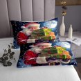 Santa Claus Quilt Set Twin Size Christmas Decorations Bedspread 2 Pcs