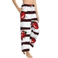 thumbnail image 2 of Bingfone Pajamas For Women,Ladybugs On Black And White Striped1 Pajama Pants With Pockets-Small, 2 of 9