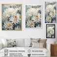 thumbnail image 4 of Designart "Ink-Blot Blooms: White And Blue Mums V" Chrysanthemums Wall Art Living Room, 4 of 7
