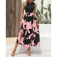 thumbnail image 3 of Freshpretty Women Casual Sleeveless Summer Dresses Spring Crewneck Patchwork Boho Floral Ruffle Cocktail Party Midi Dress, 3 of 6