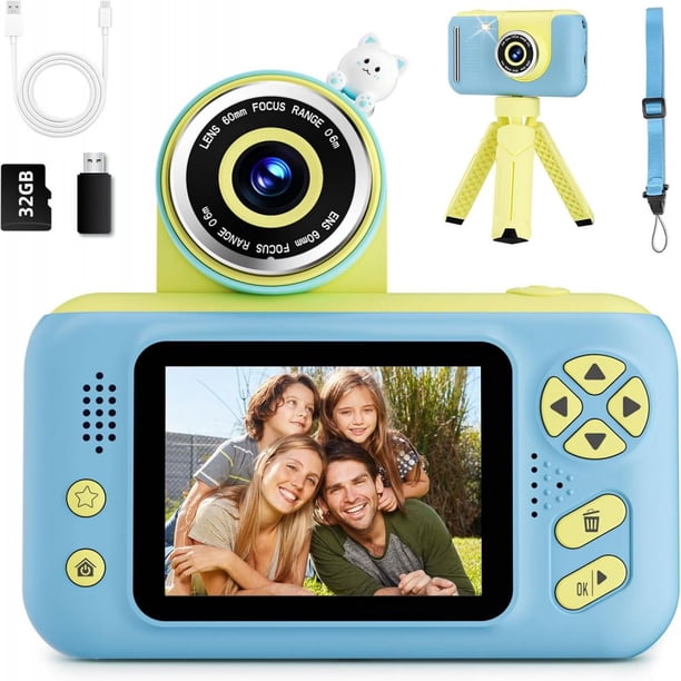 Cámara digital infantil de pantalla grande de 2,4 pulgadas con doble cámara frontal y trasera, juguete para niños y niñas, regalo de cumpleaños.