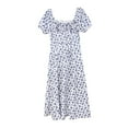 thumbnail image 1 of Robe Maxi pour Femmes Robe Bohème Robe Cottagecore Robe Printemps Été Robe Portefeuille Florale Décontractée Vintage Robe à Encolure Carrée, 1 of 5