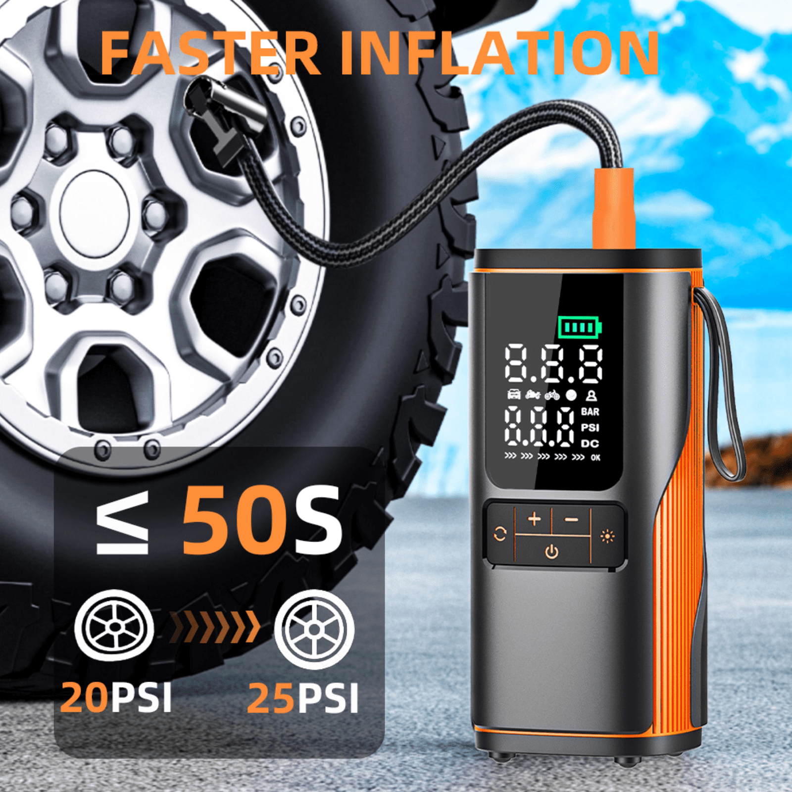 Tire Inflator Portable Air Compressor, 150PSI Car Tire Pump with Real - Time Pressure Display for Cars, Motorcycles, Bicycles, Ball Bikes, Dual - Use Type