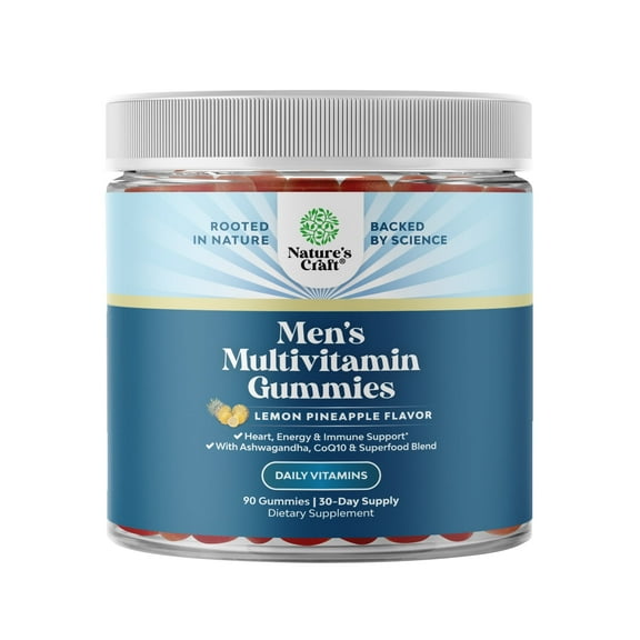 Men's Multivitamin Gummies with Superfood Complex - Daily Multivitamin for Men Gummies with CoQ10 and Ashwagandha for Energy and Immune Support - Adult Multivitamin Gummy with Essential Minerals